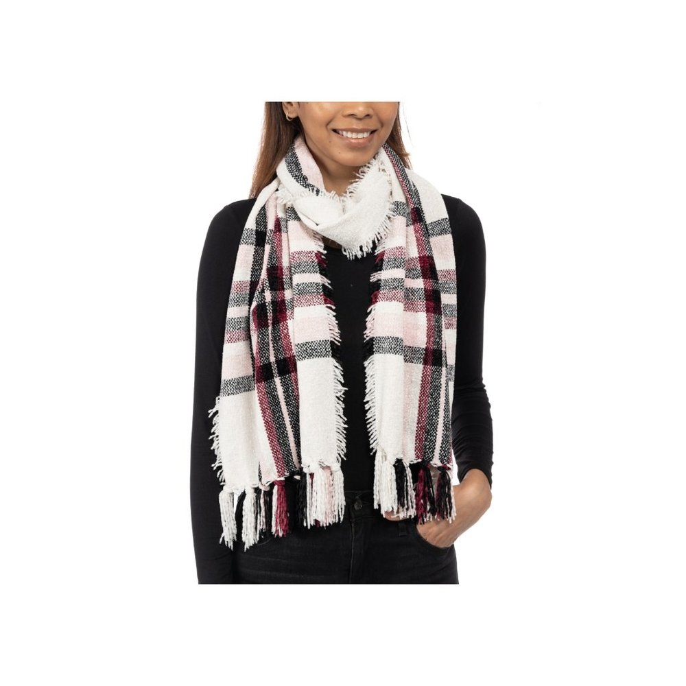 Scarf Women's Red and Black Stripe Charter Club Solid Woven Chenille Soft